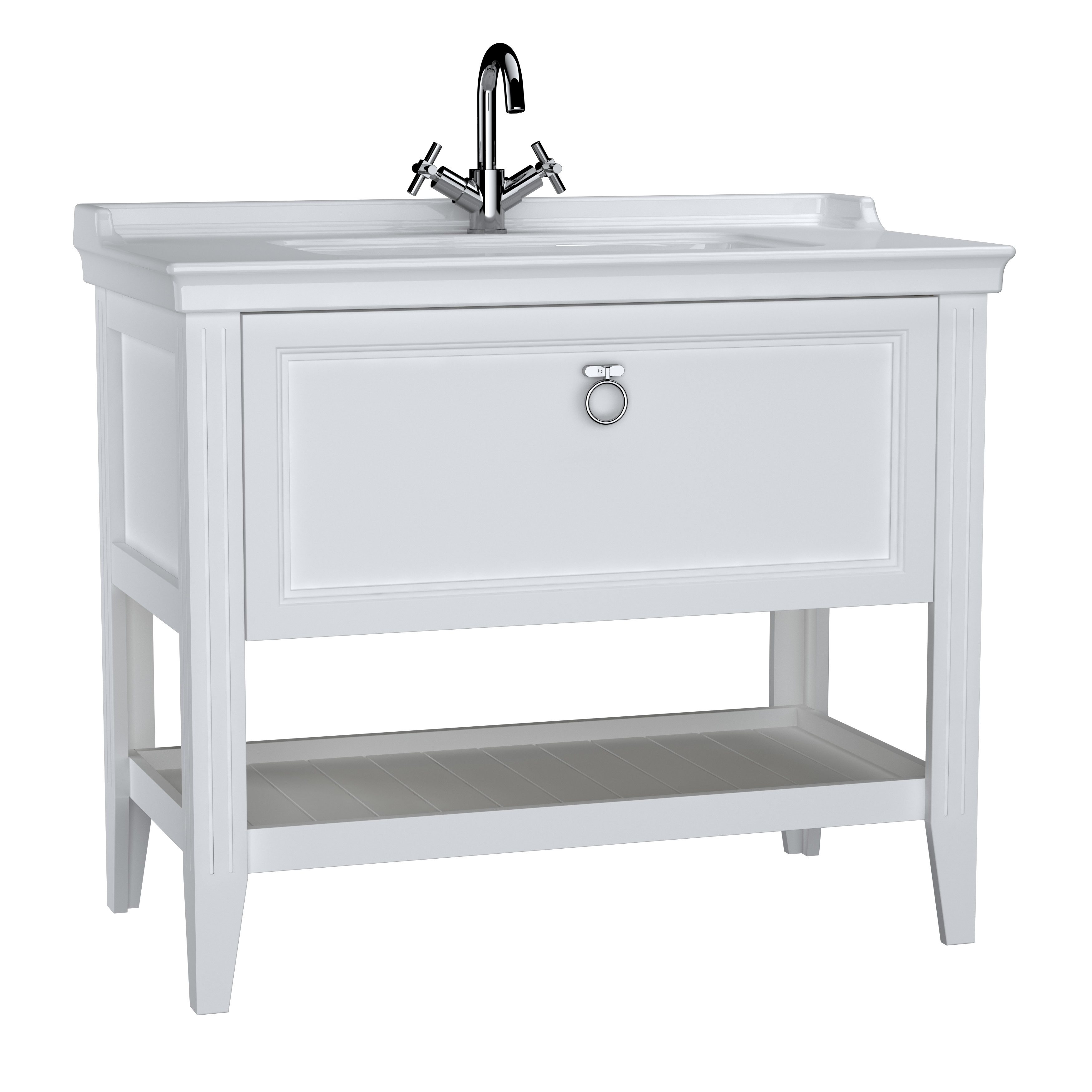 VitrA Valarte 100cm Basin & Vanity Unit with 1 Tap Hole & Drawer - Matt White 2