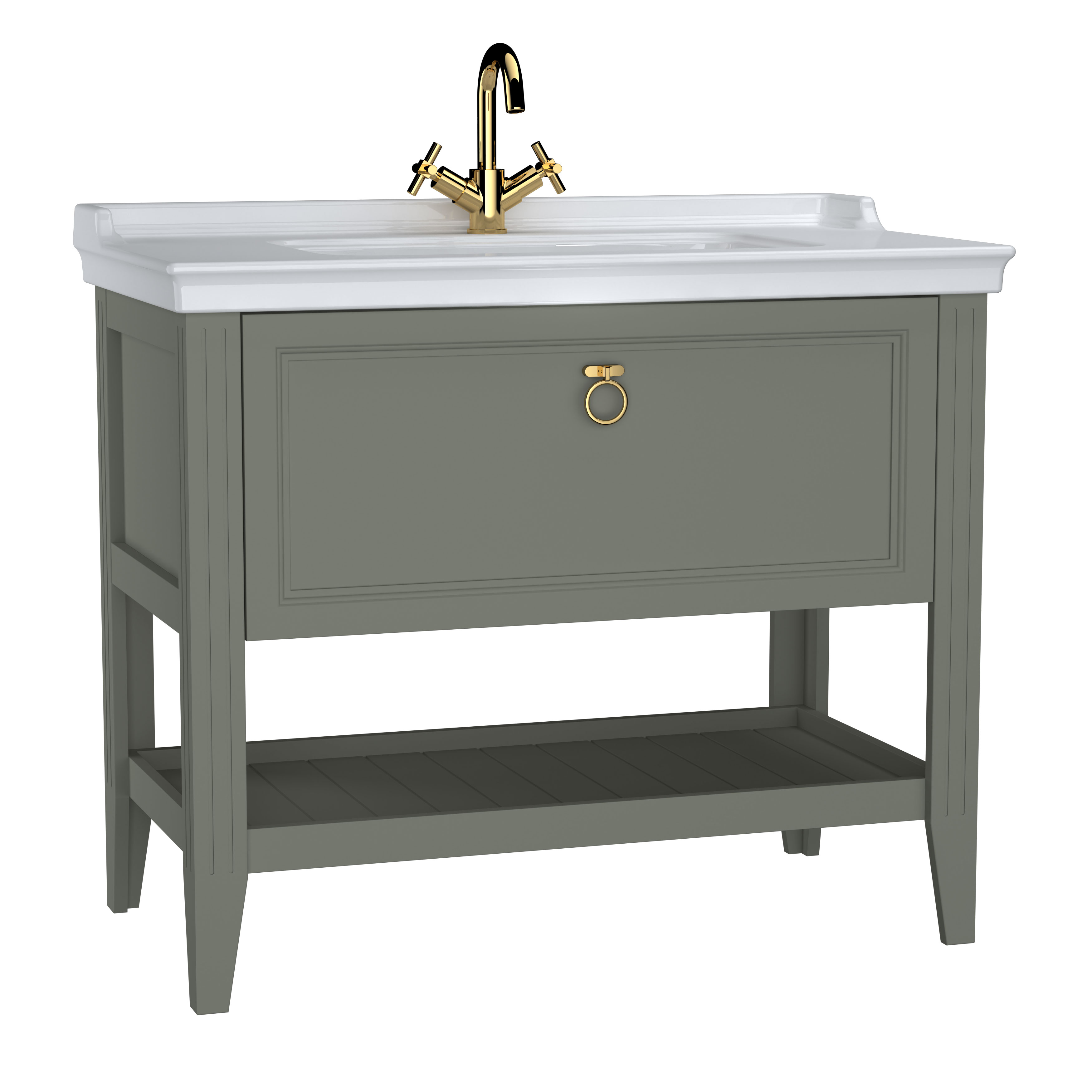 VitrA Valarte 100cm Basin & Vanity Unit with 1 Tap Hole Drawer - Matt Grey 10