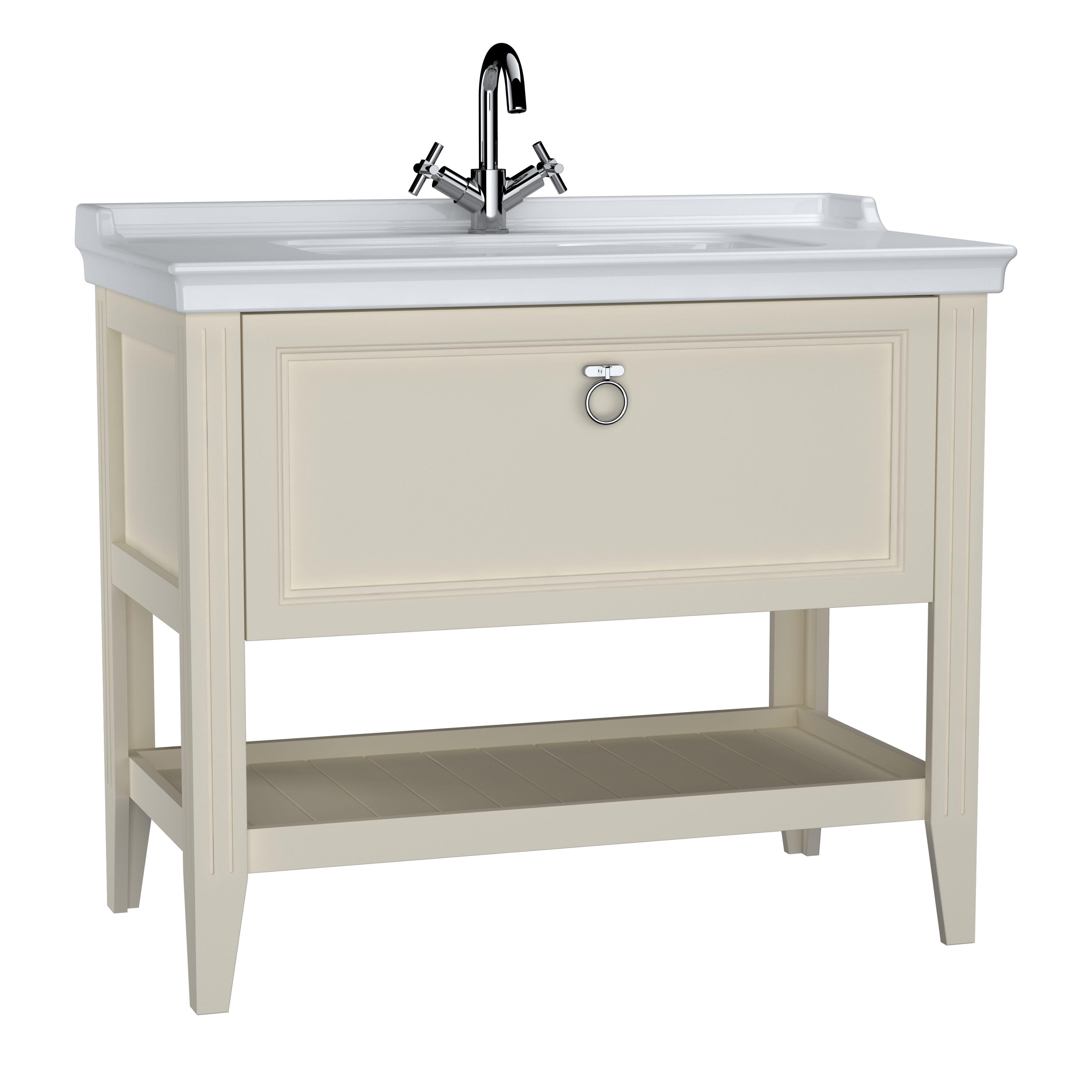 VitrA Valarte 100cm Basin & Vanity Unit with 1 Tap Hole & Drawer - Matt Ivory 11