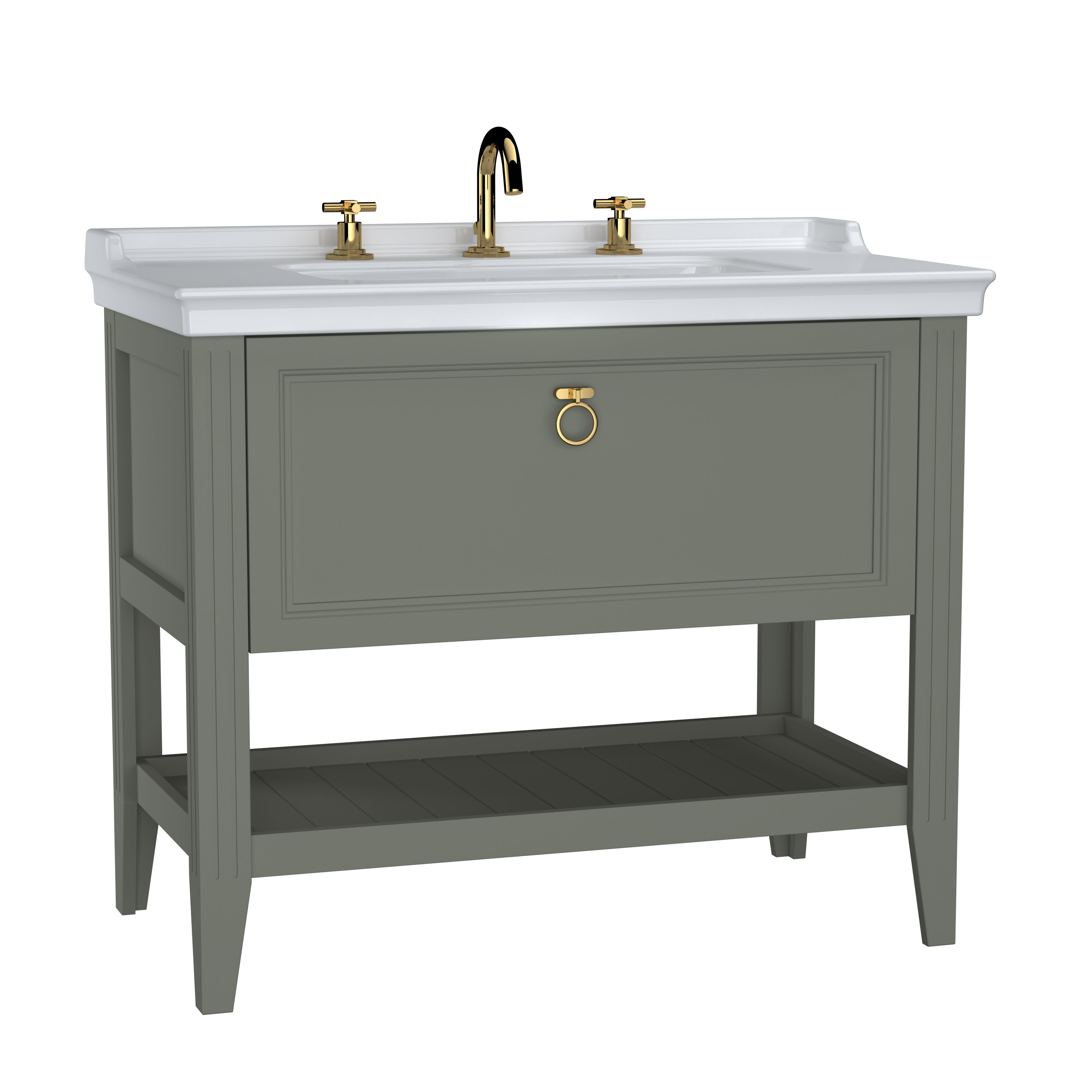 VitrA Valarte 100cm Basin & Vanity Unit with Three Tap Hole - Matt Grey 4