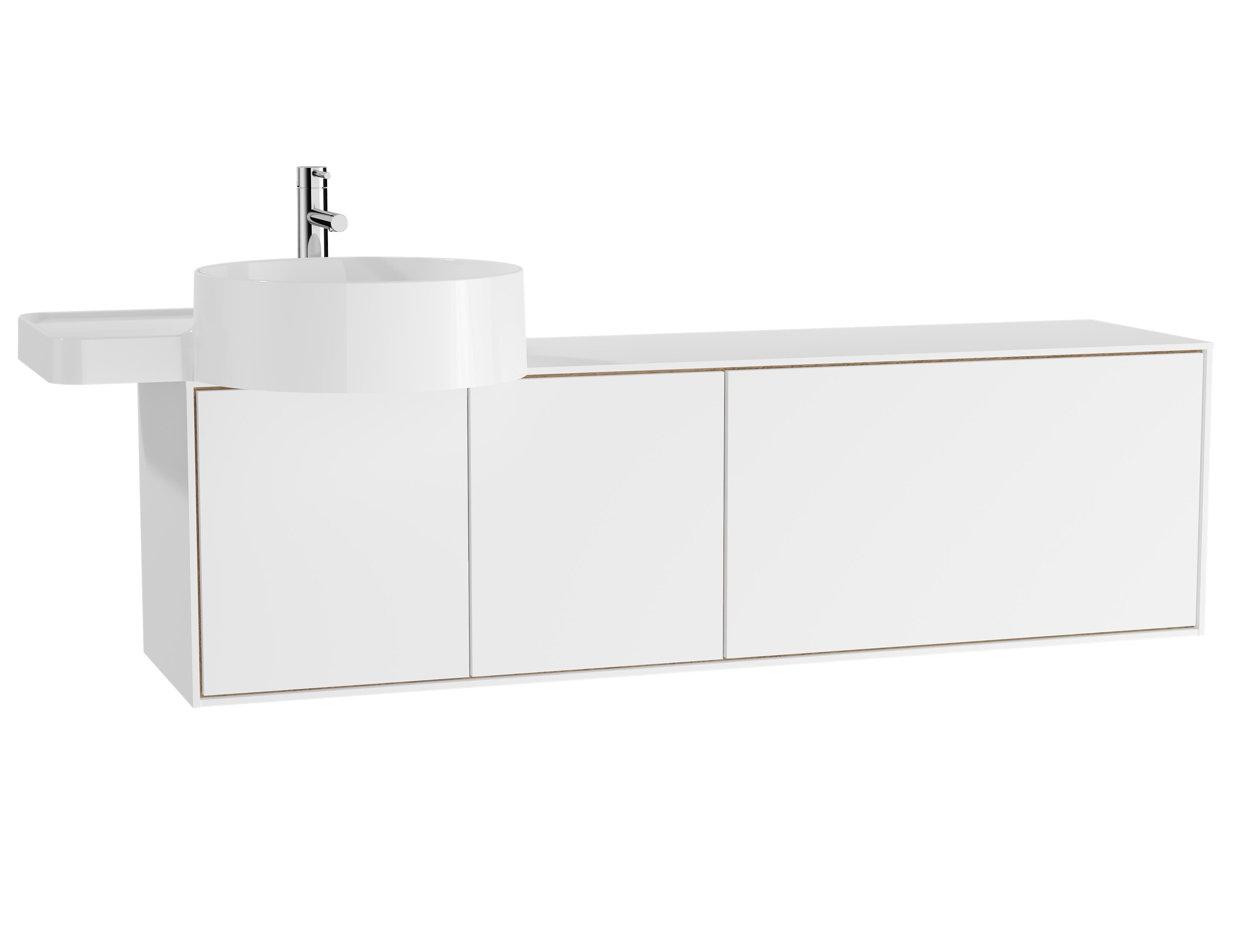 VitrA Voyage 130cm Washbasin Unit with Doors & 1 Drawer - Matt White / Natural Oak