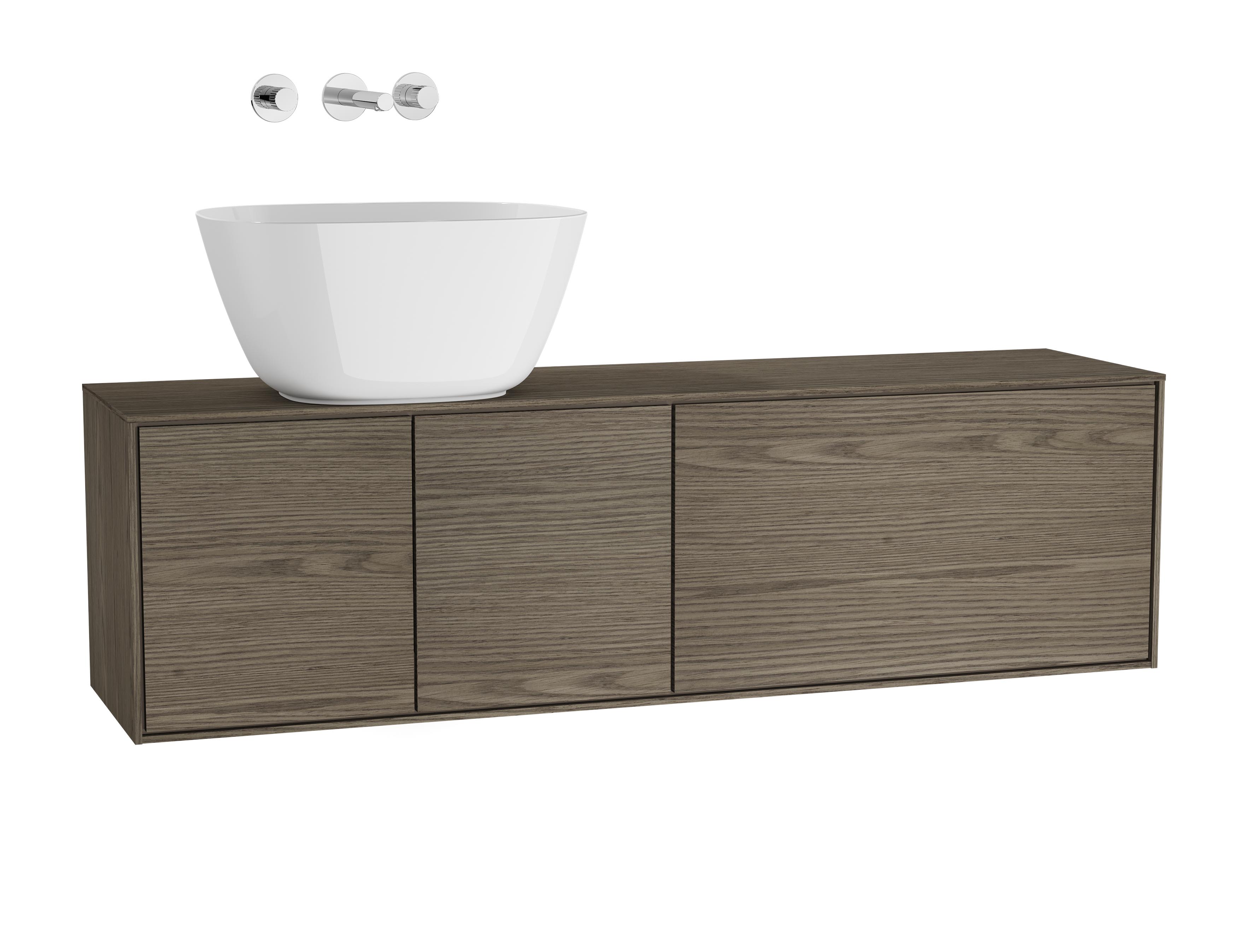 VitrA Voyage 130cm Washbasin Unit with Doors & 1 Drawer - Planked Sand / Taupe