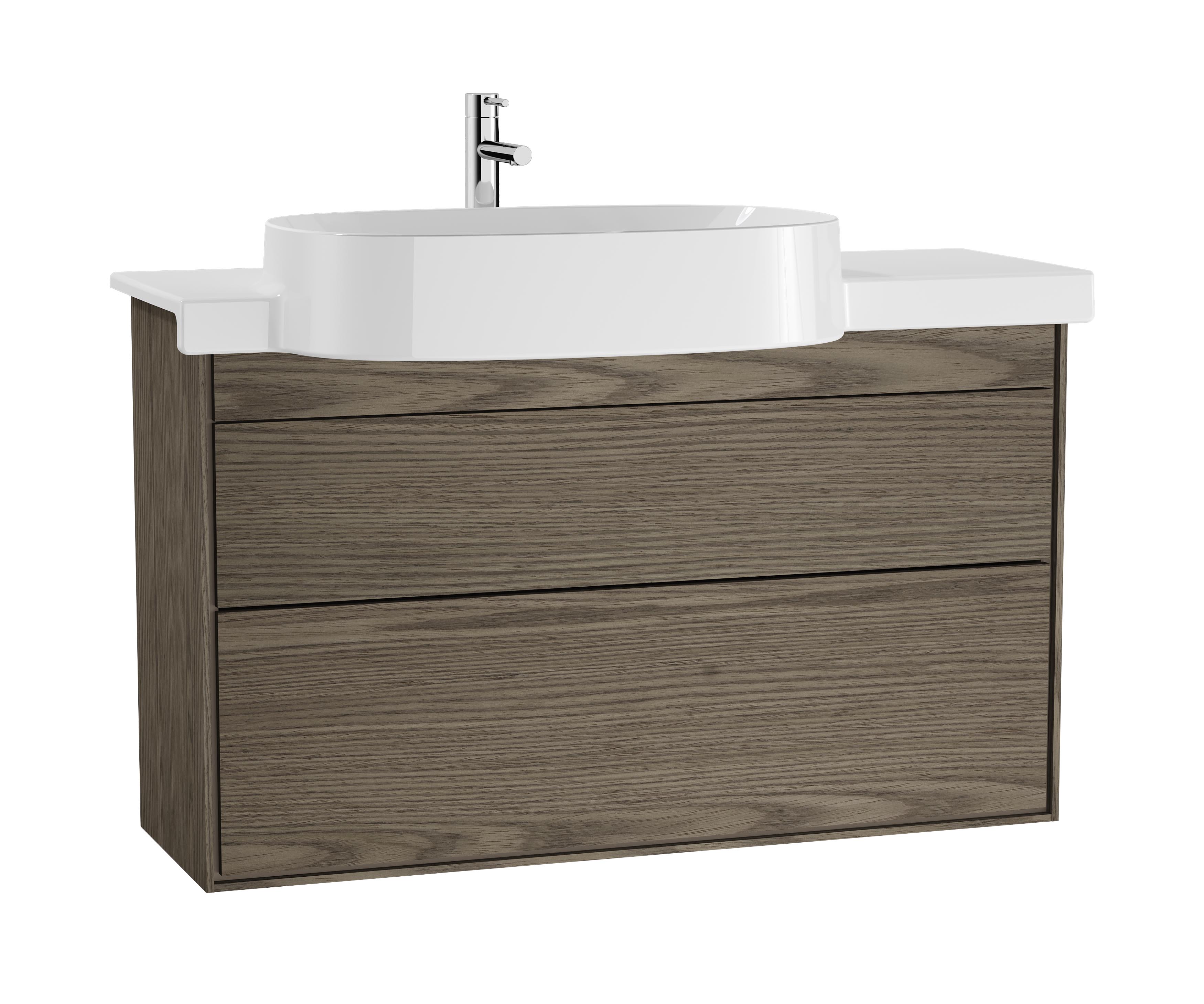 VitrA Voyage 100cm Washbasin Unit 2 Drawer & Ceramic Basin & Waste Included 1 Tap Hole - Planked Sand / Taupe