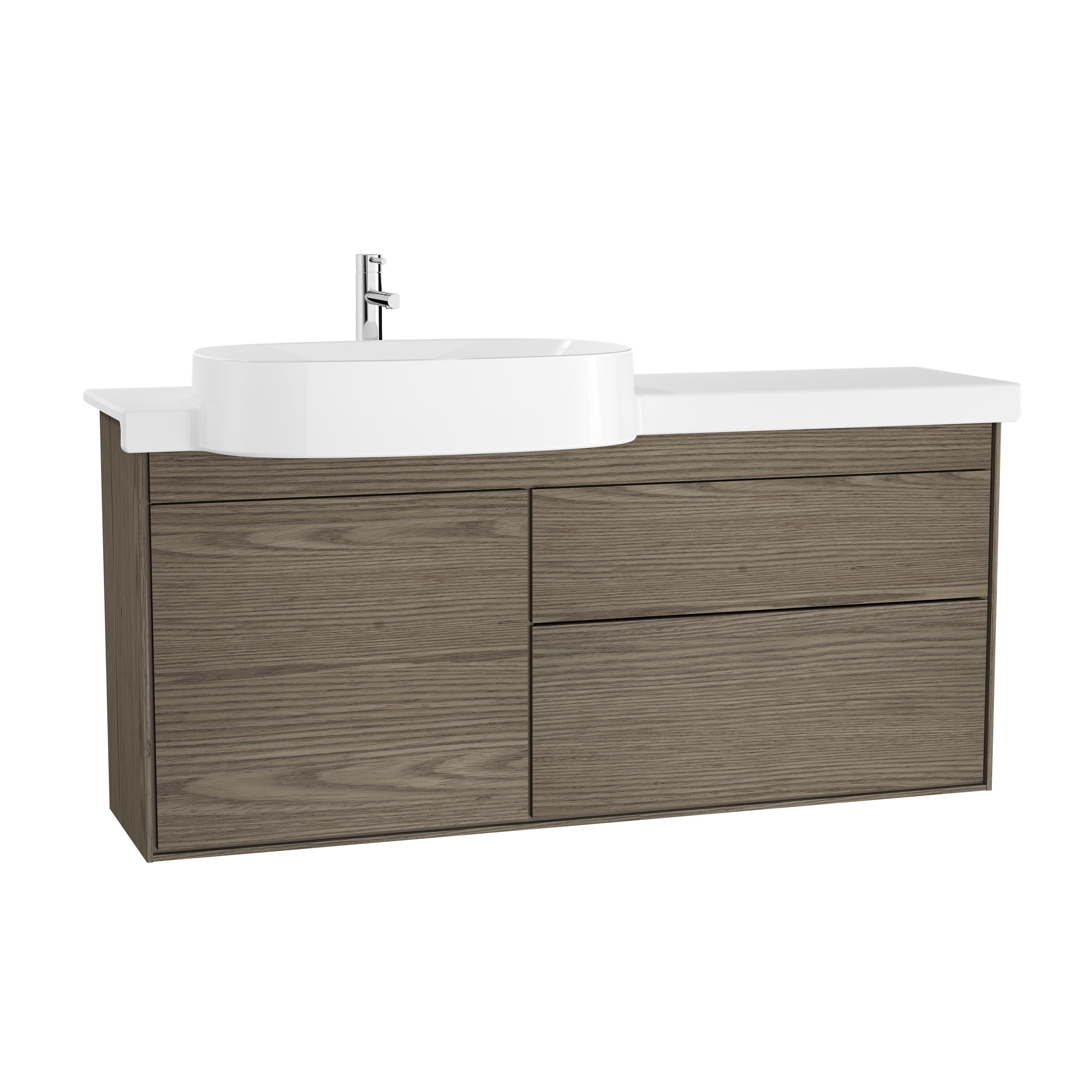 VitrA Voyage 130cm Washbasin Unit 2 Drawer & Ceramic Basin/Waste Included - Planked Sand / Taupe