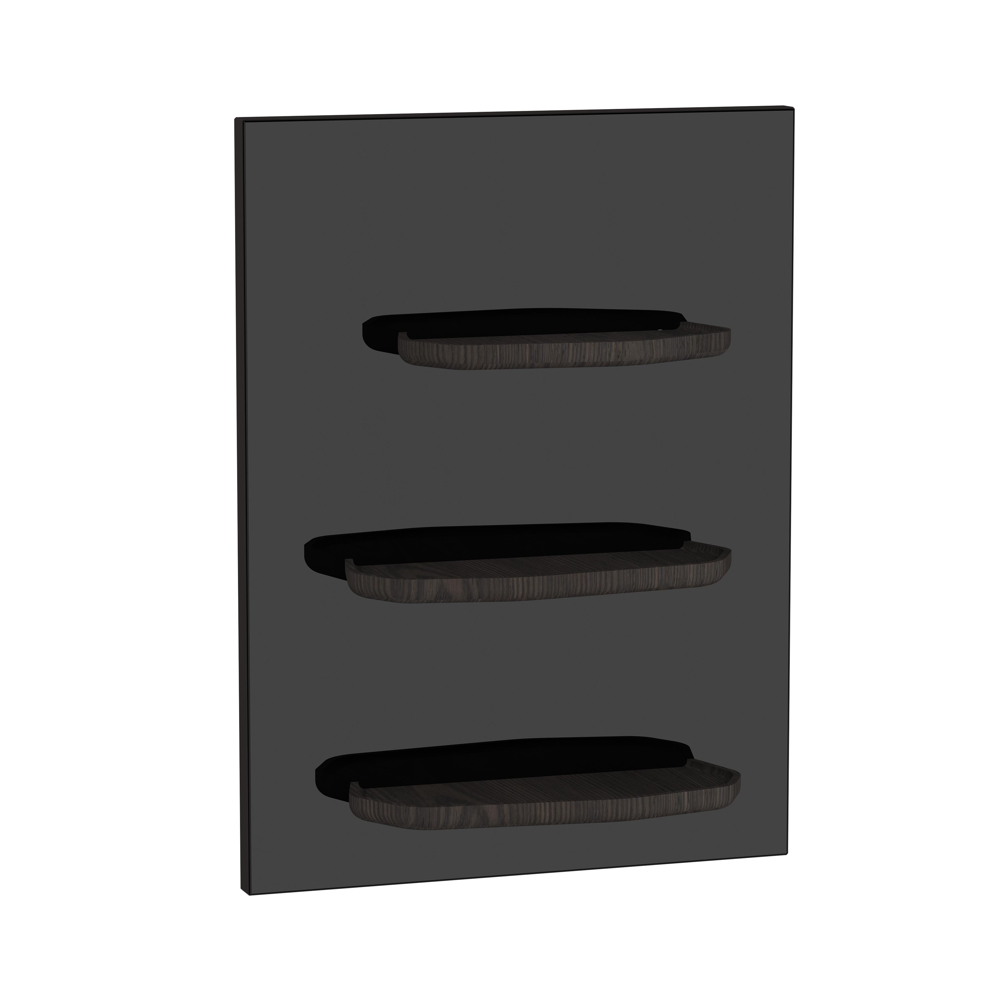 VitrA Voyage 45cm Shelf - Black Glass / Dark Oak