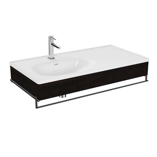 VitrA Equal 100cm Wc Basin Unit with Asymmetric Basin & Towel Holder - Elm
