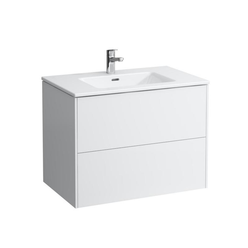 80cm Vanity Unit with Slim Washbasin - Gloss White