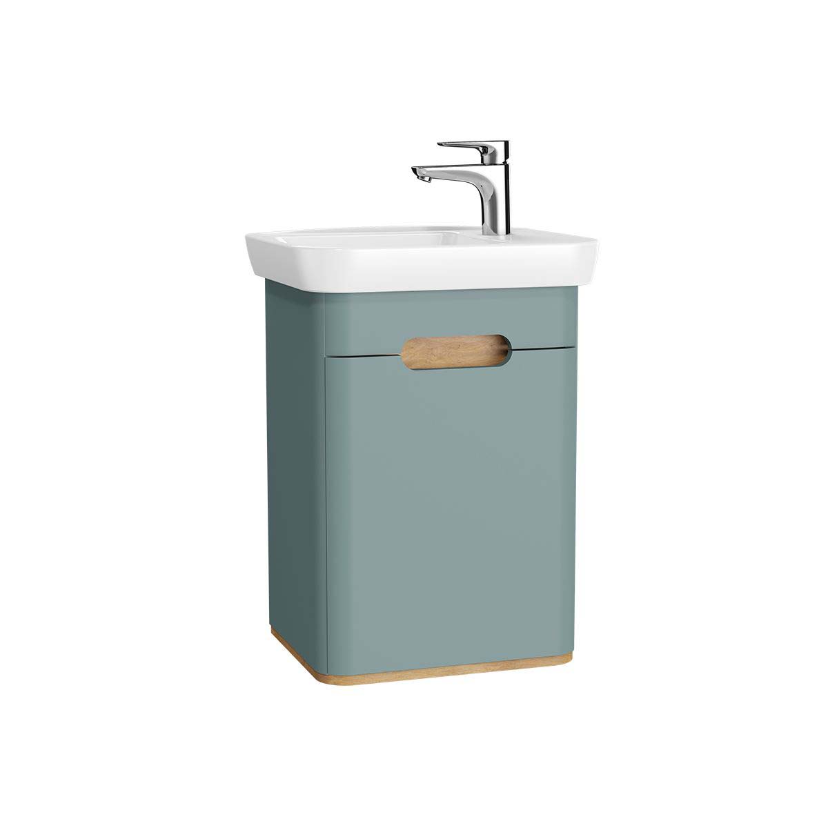 VitrA Sento Vanity 500mm Right Hand Hinge with Basin - Matt Fjord Green