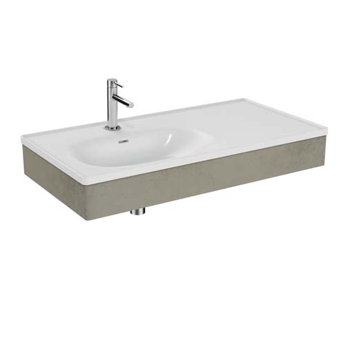 VitrA Equal 100cm Wc Basin Unit with Asymmetric - Concrete