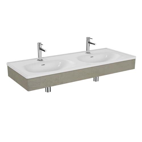 VitrA Equal 130cm Basin Unit with Asymmetric Basin - Concrete