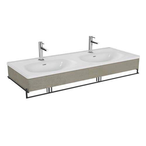 VitrA Equal 130cm Basin Unit with Asymmetric Basin & Towel Holder - Concrete