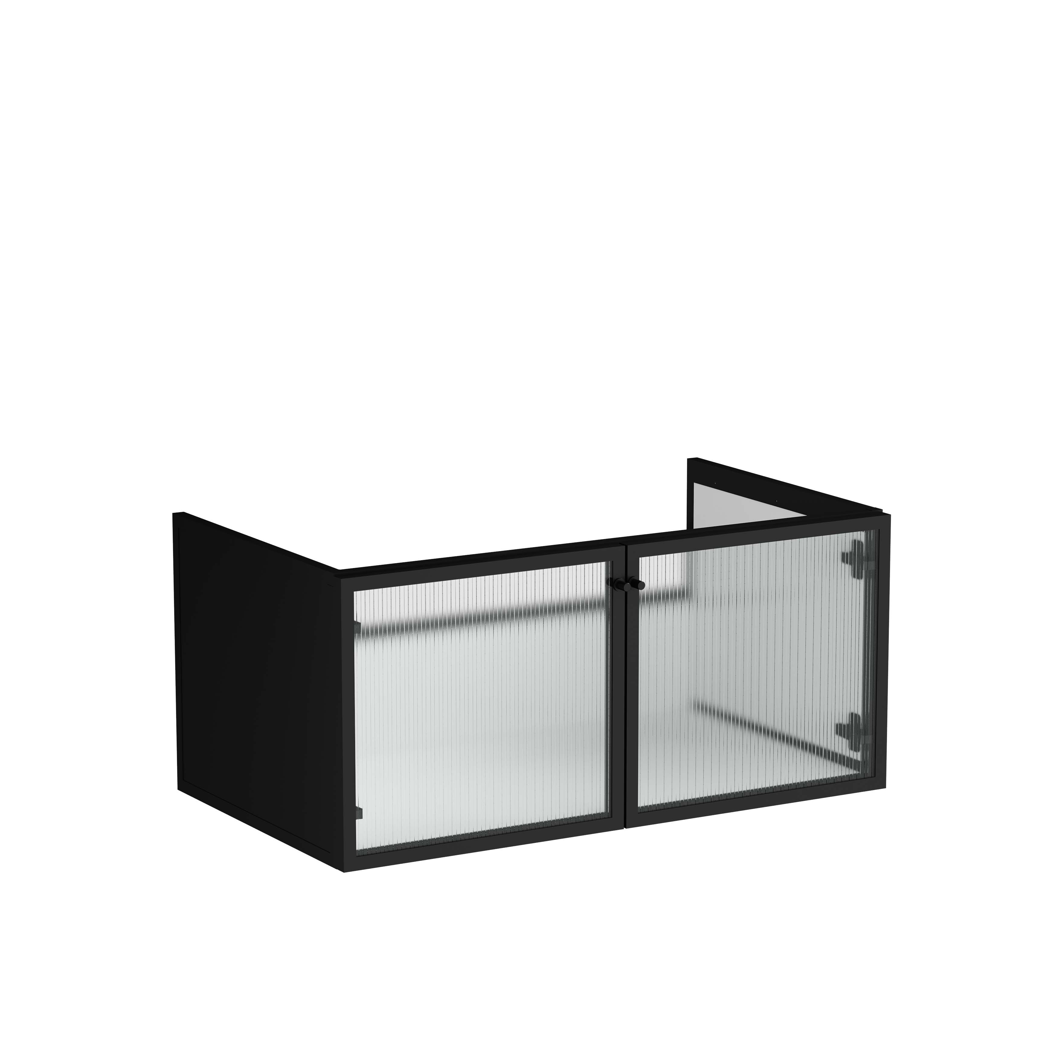 VitrA Liquid 100cm Wall Hung Washbasin Unit with Fluted Glass Doors 1