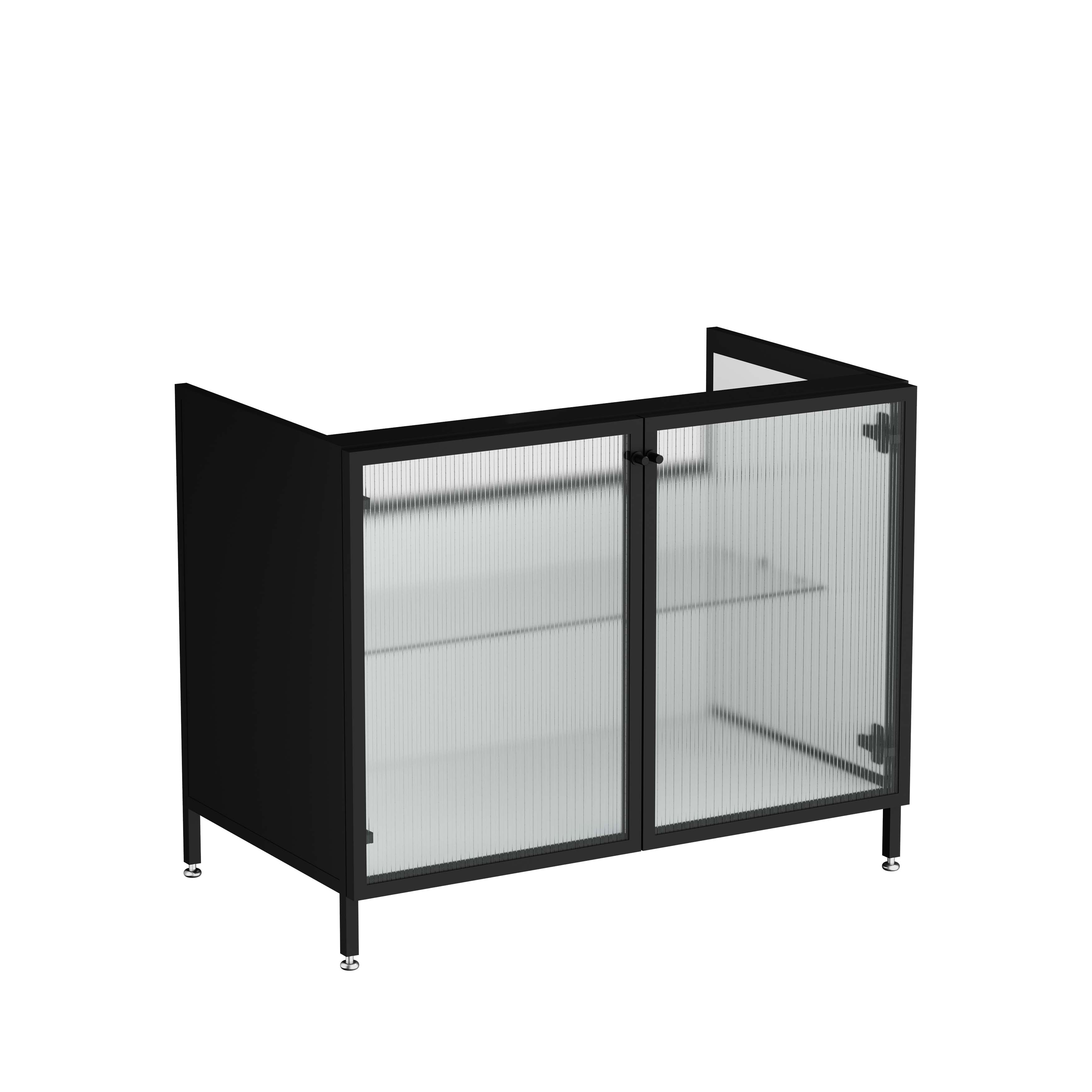 VitrA Liquid 100cm Floor-Standing Washbasin Unit with Fluted Glass Doors - White 9