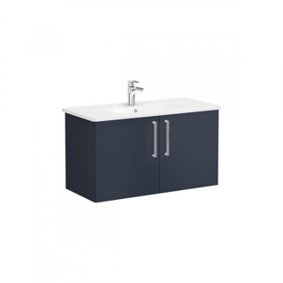 Vitra Root Flat 100cm Washbasin Unit with Doors - Matt Dark Blue