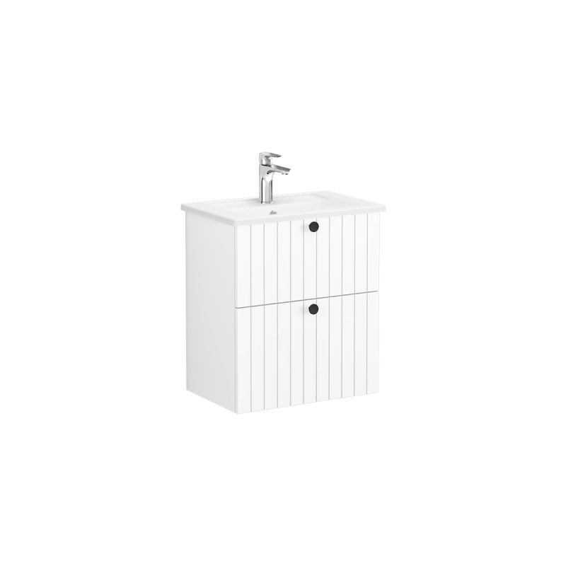 VitrA Root Groove Compact 2 Drawer Wall Hung Unit 600mm - Matt White