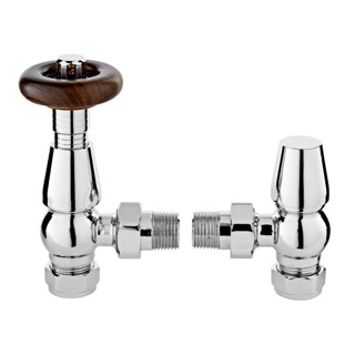 Bayou Traditional Angled Thermo Radiator Valve Pack - Chrome