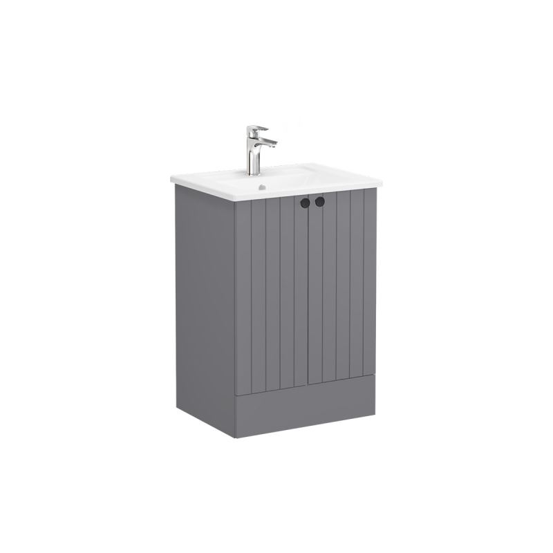 VitrA Root Groove 2 Door Floor Standing Unit 600mm - Matt Grey
