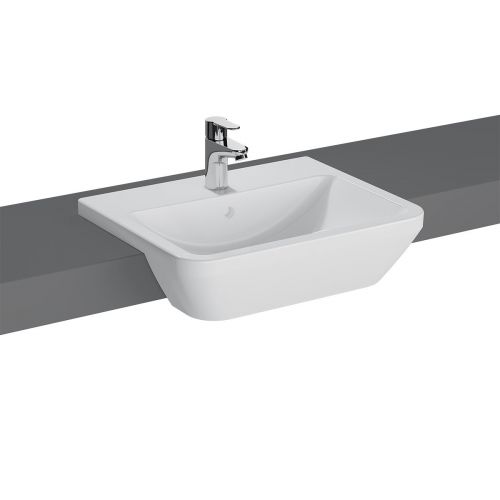 VitrA Integra Semi Recessed Basin 55 x 15H x 45cm One Tap Hole - White