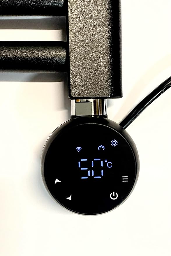 Bayou 300w WiFi Electric Smart Heating Element for Towel Rails and Radiators with LED touchscreen Thermostat/Timer Energy Efficient - Black