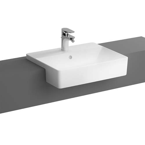 VitrA Nuo Semi Recessed Basin 55cm One Tap Hole with Overflow - White