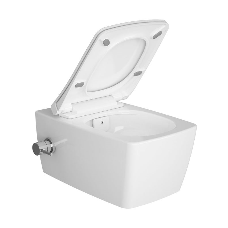 VitrA M Line Aquacare Rimless Wall Hung Wc with Bidet Function with Thermostatic Cartridge Integrated Stop Valve On Left - White