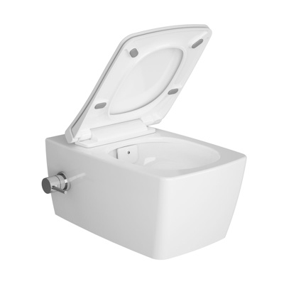 VitrA M-Line Aquacare Wall Hung Pan with Soft Close Seat & Integrated Stop Valve - White