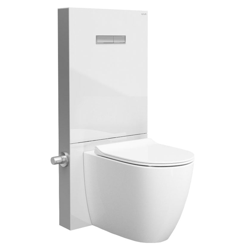 VitrA Vitrus Glass Covered Concealed Cistern with Stop Valve 3/6 Litre For Back To Wall Wc - White
