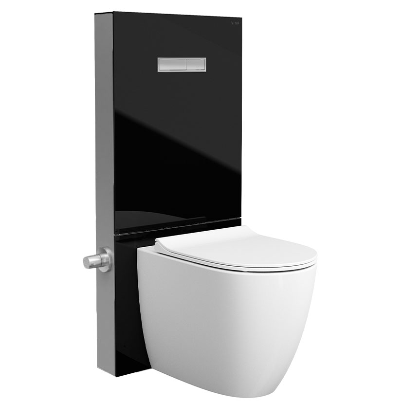 VitrA Vitrus Glass Covered Concealed Cistern 25/4 Litre For Back To Wall Wc with Stop Valve - Black