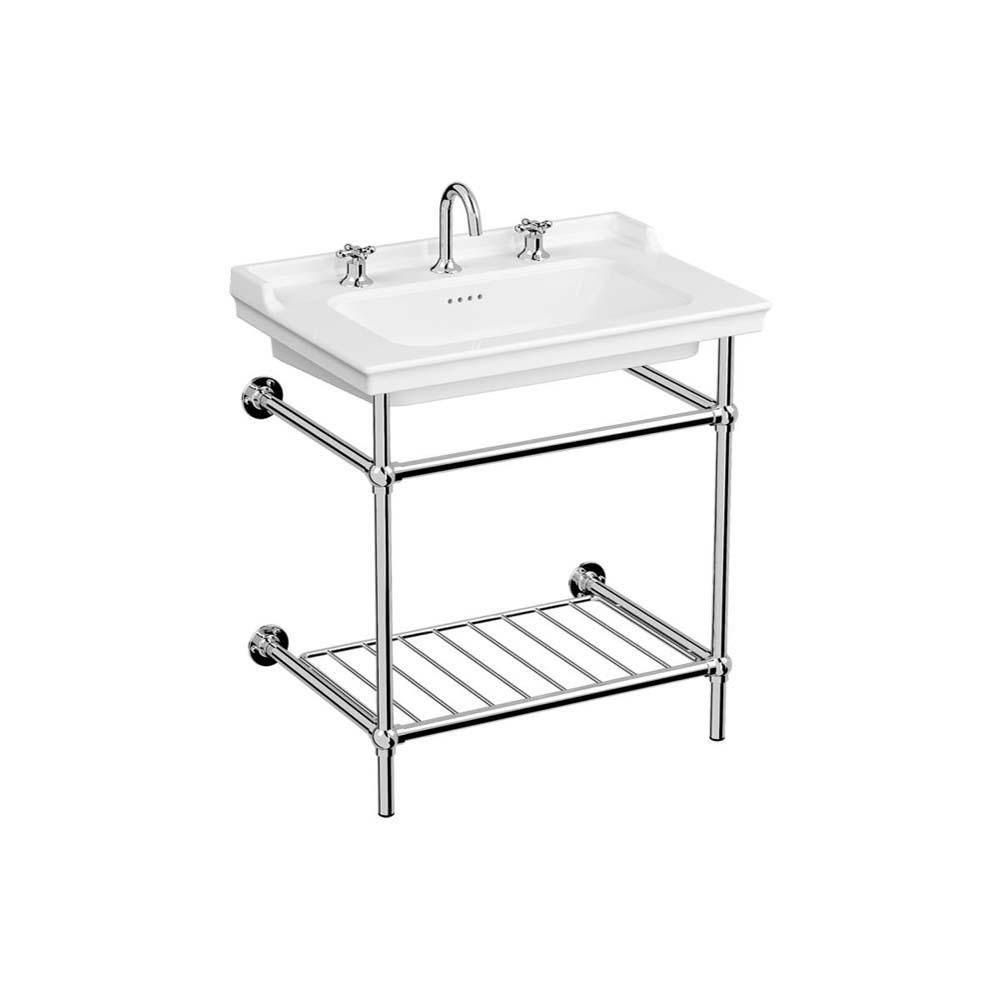 VitrA Valarte Vanity Basin & Stand 65cm 3 Tap Hole - Chrome / White