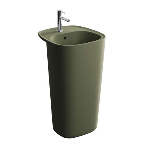 VitrA Plural Monoblock Washbasin with Overflow - Matt Moss Green