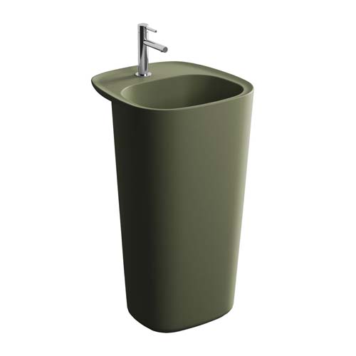 VitrA Plural Monoblock Washbasin No Overflow - Matt Moss Green