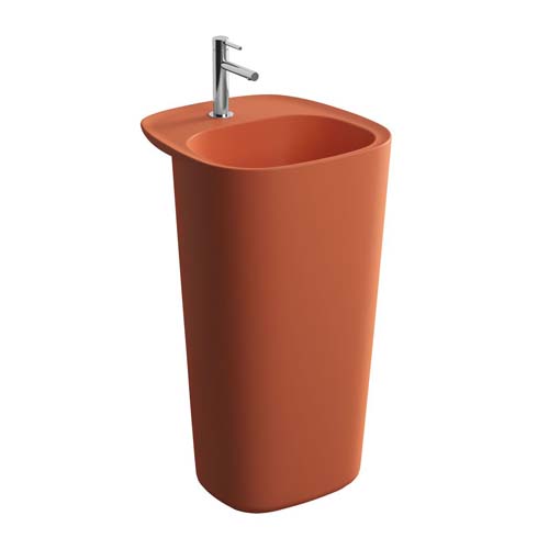 VitrA Plural Monoblock Washbasin No Overflow - Matt Terra Rossa