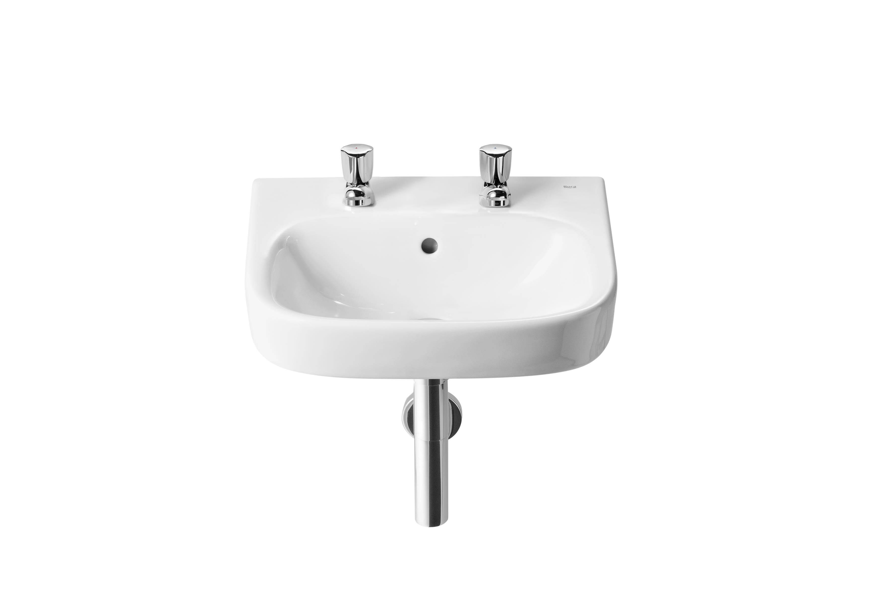 Roca Debba Cloakroom Basin 450mm 2 Tap Hole - White