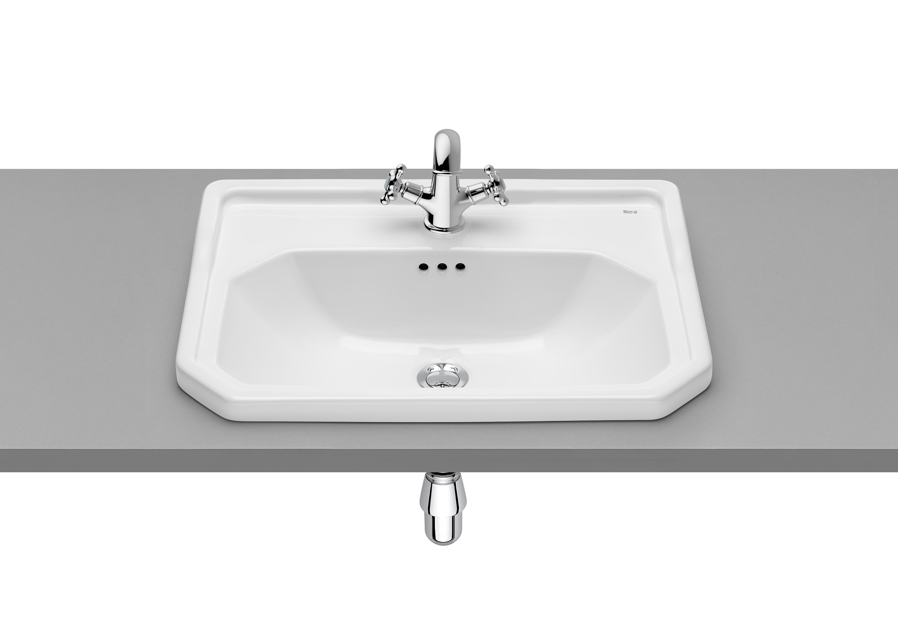 Roca Carmen In-Countertop Basin 600 x 450mm 1 Tap Hole - White