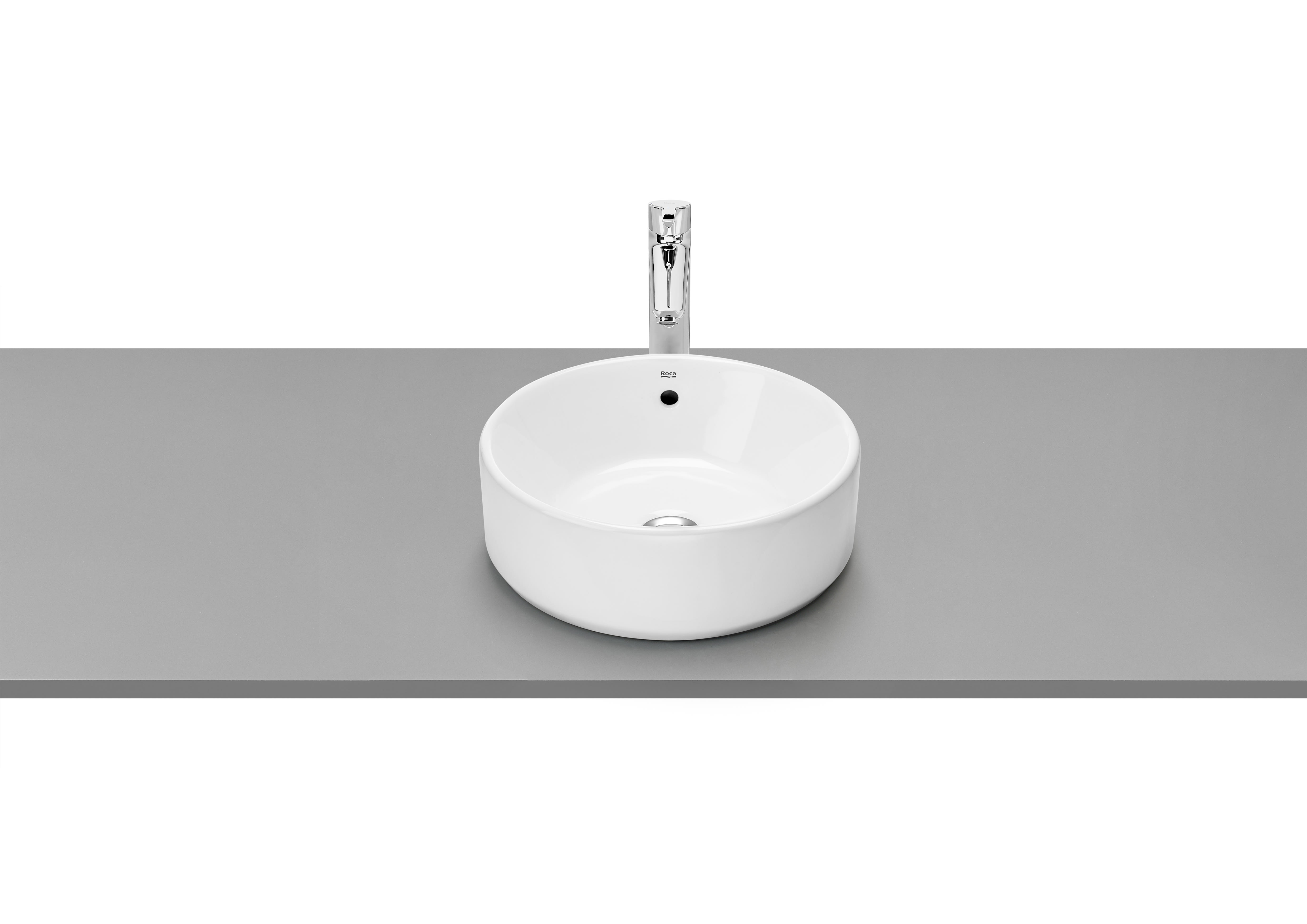 Roca The Gap Round On-Countertop Basin No Tap Hole - White