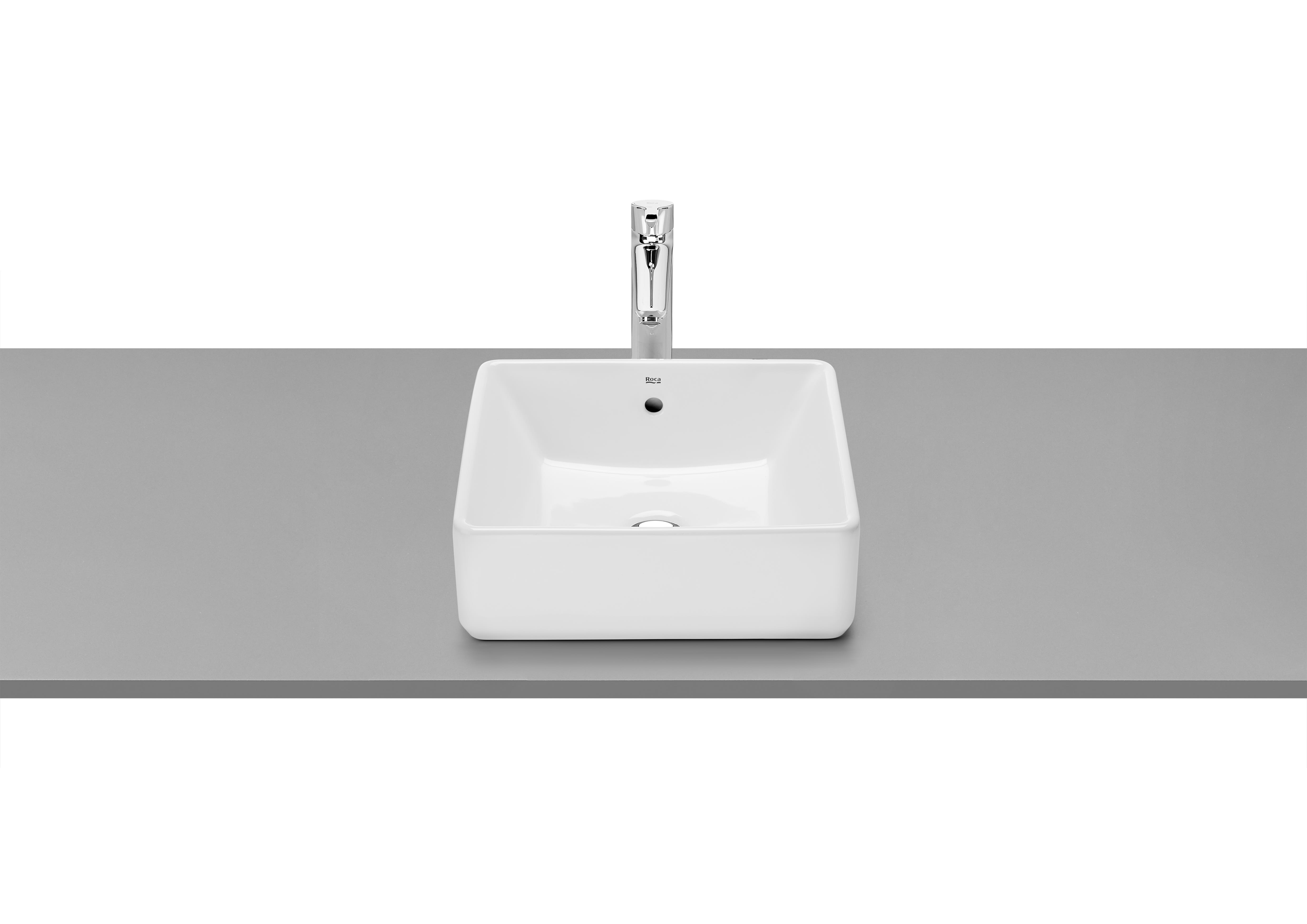 Roca The Gap Square On-Countertop Basin No Tap Hole 390 x 370mm - White