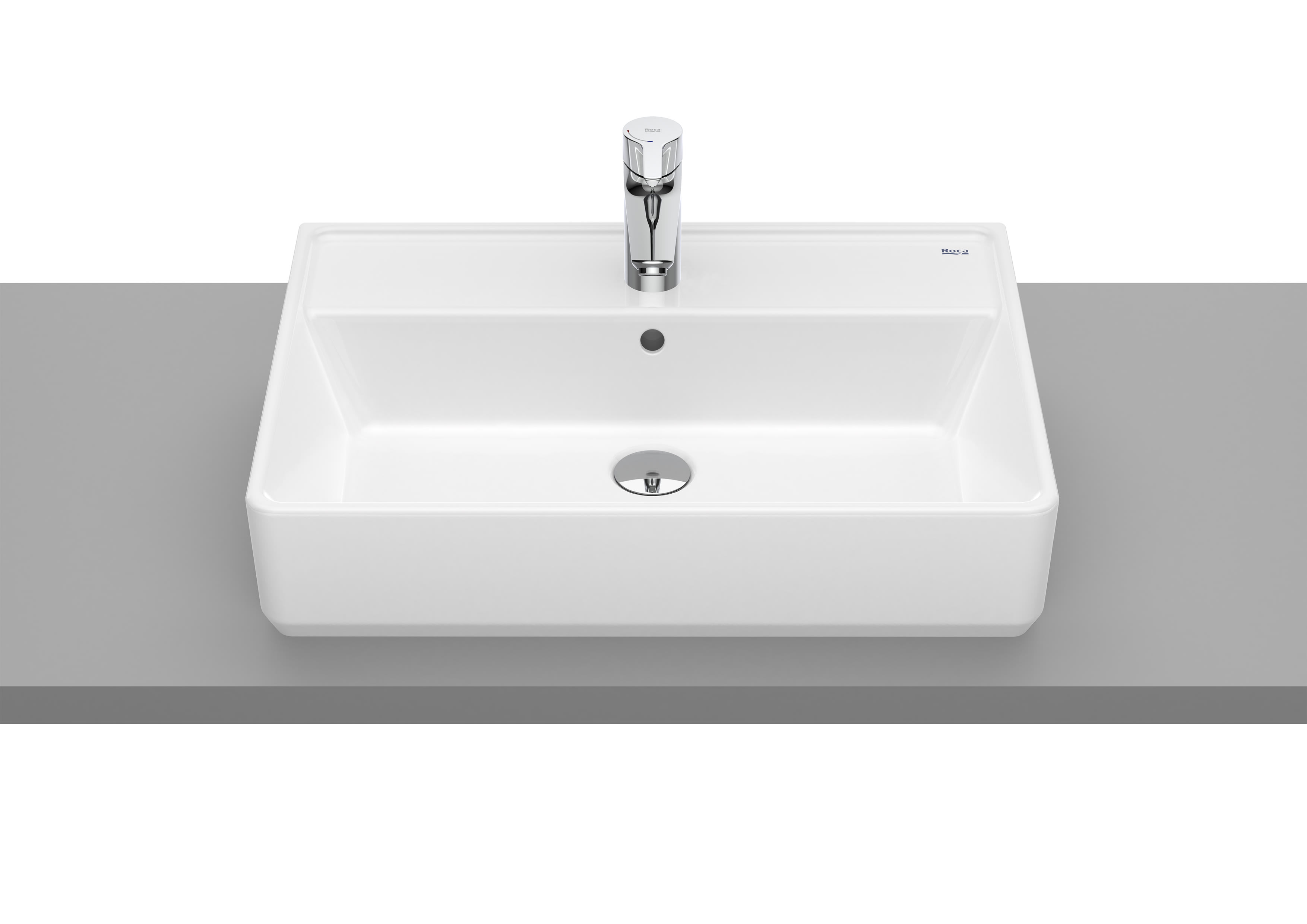 Roca The Gap Square On-Countertop Basin 1 Tap Hole - White