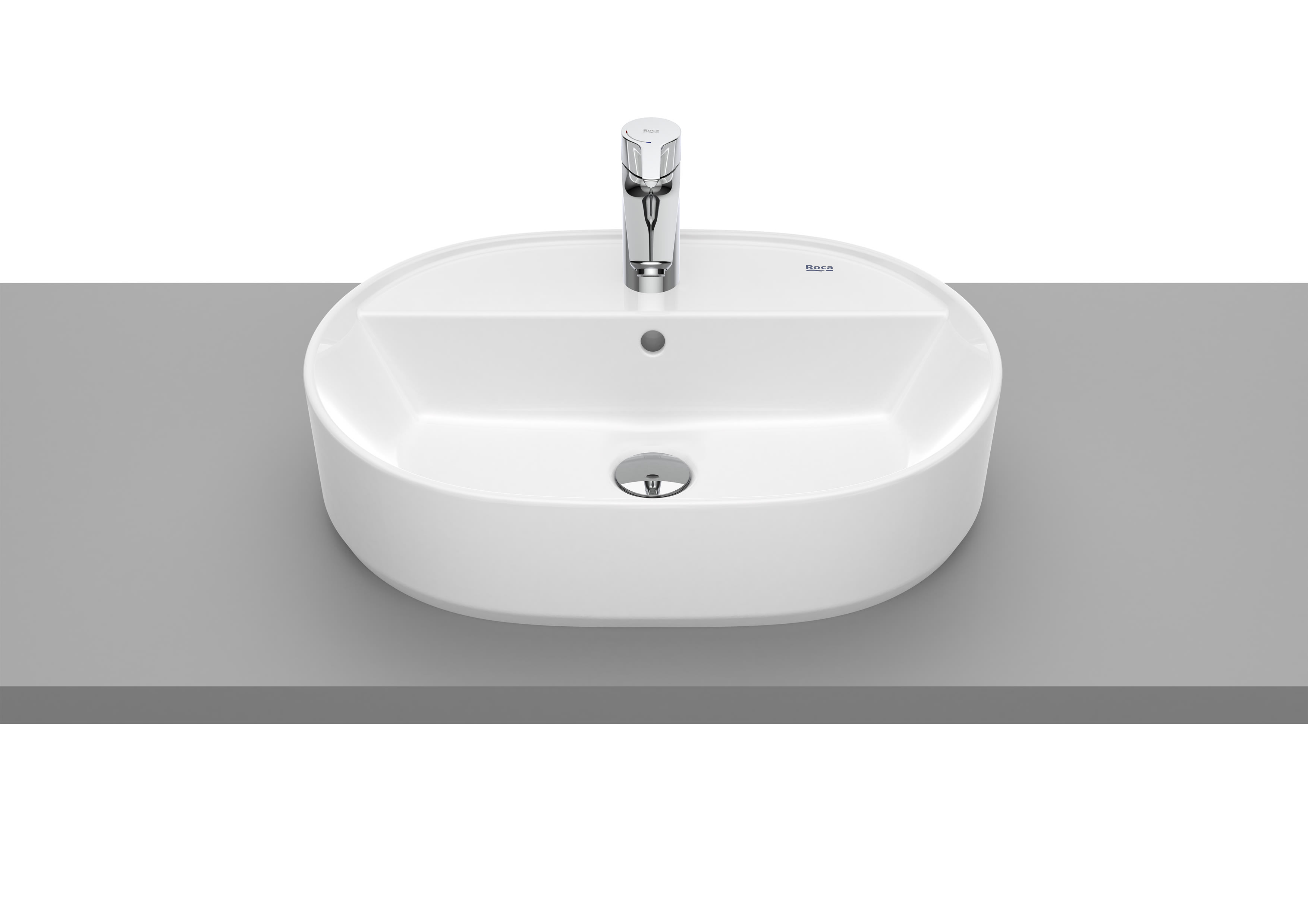 Roca The Gap Round On-Countertop Basin 1 Tap Hole - White