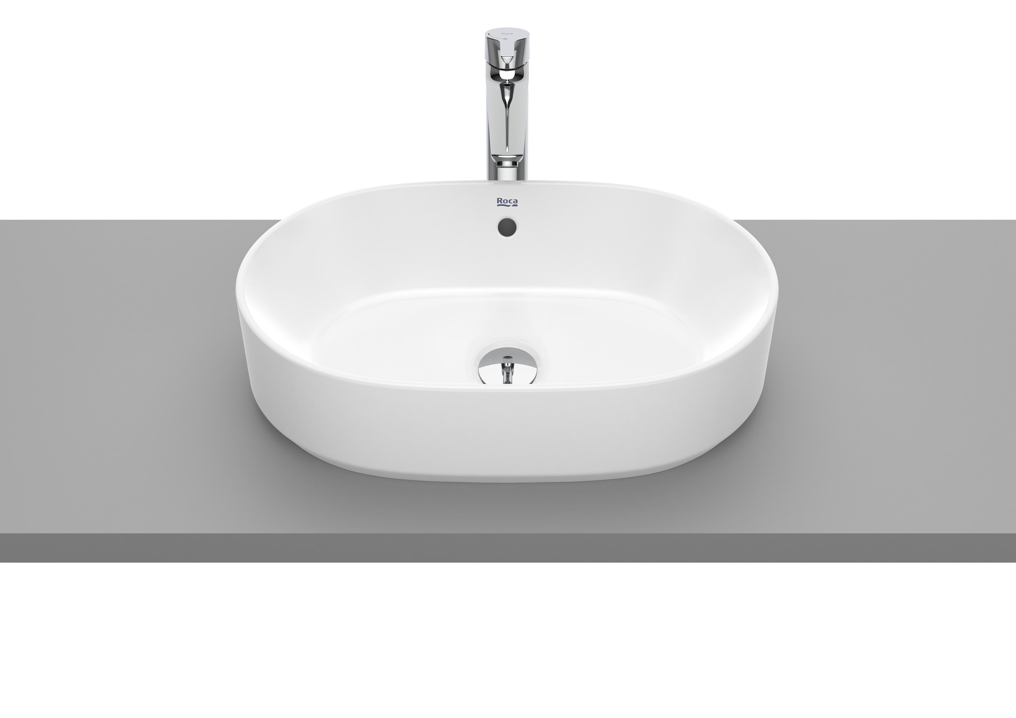 Roca The Gap Round On-Countertop Basin Without Tap Hole - White