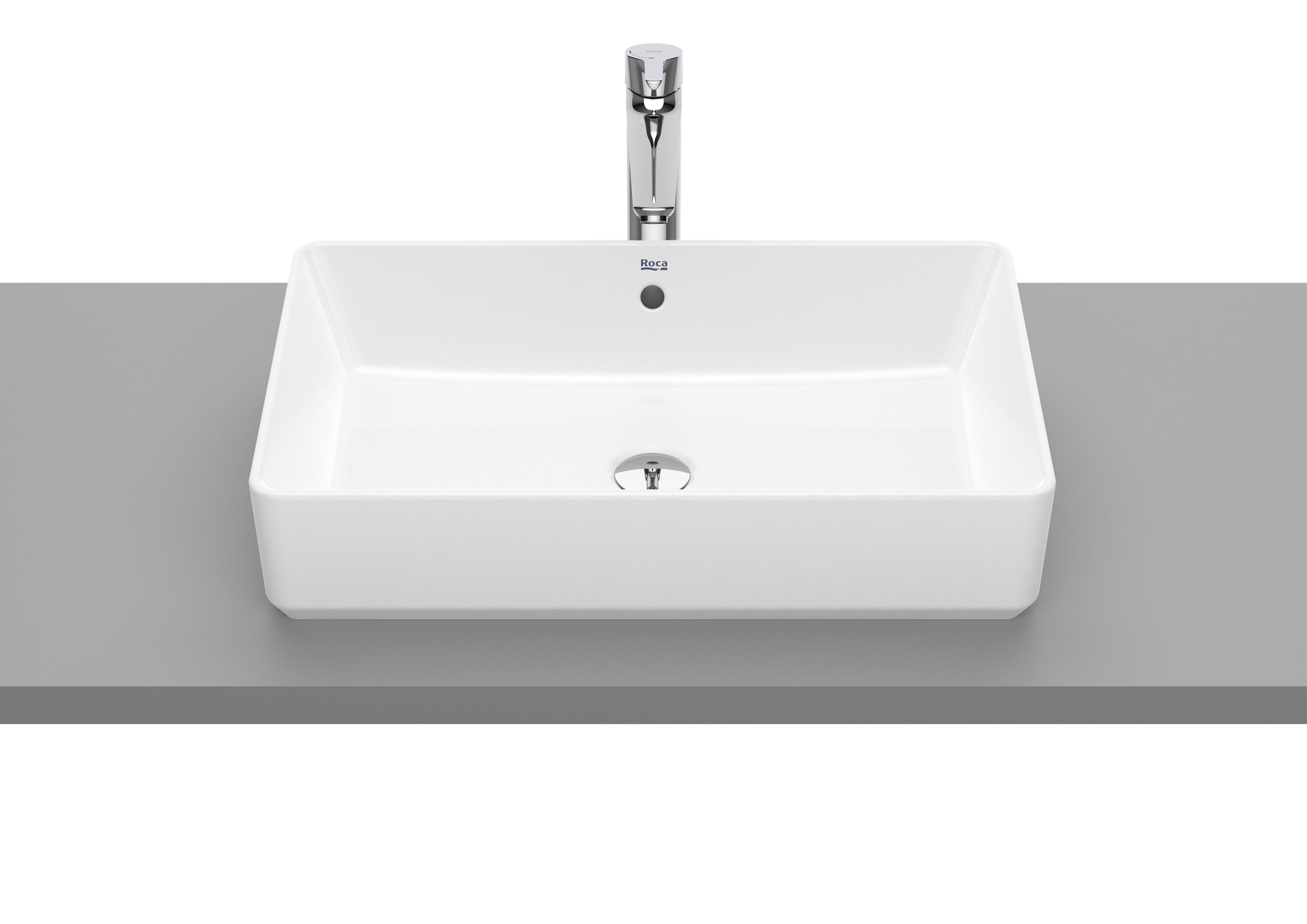 Roca The Gap Square On-Countertop Basin No Tap Hole - White