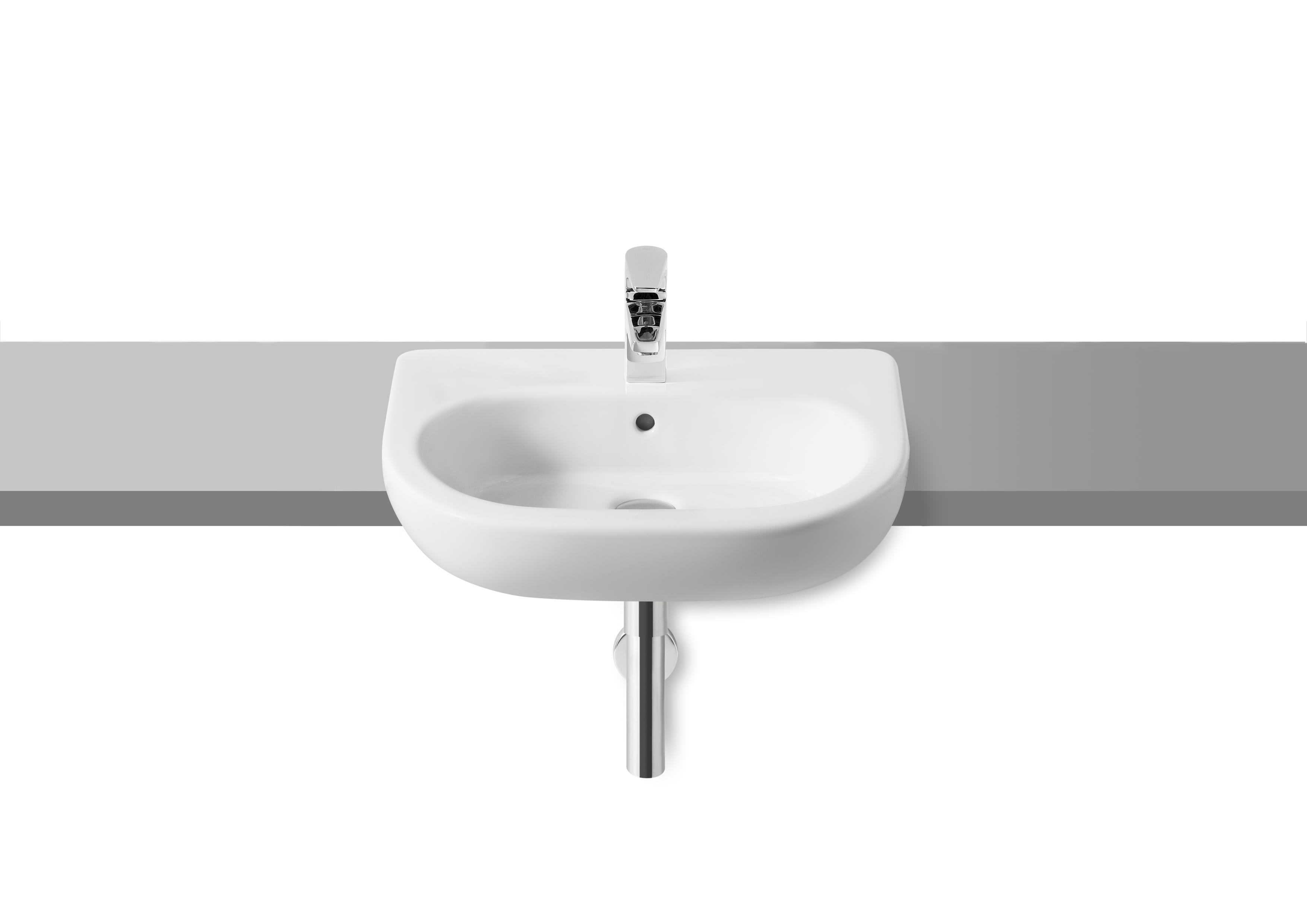 Roca Meridian-N 550mm Semi Recessed Basin 1 Tap Hole - White