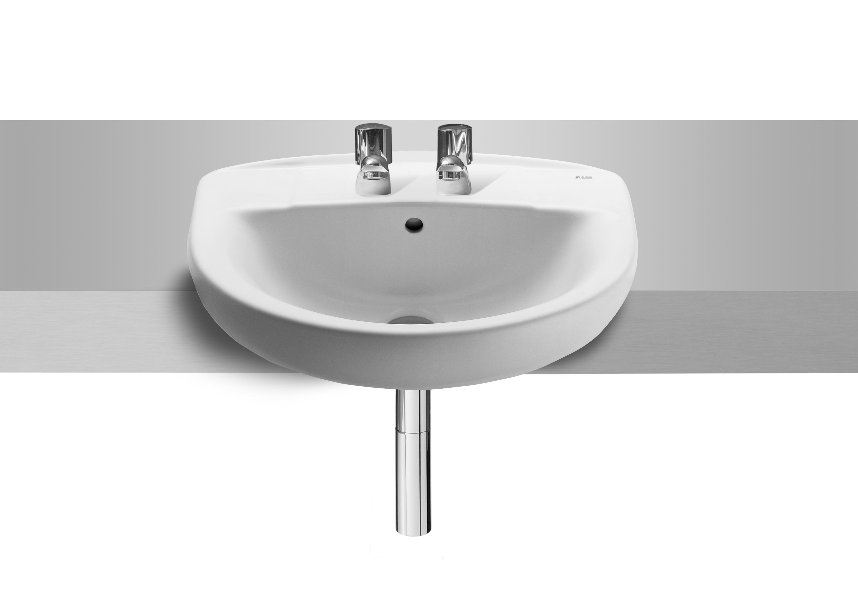 Roca Laura Semi Recessed 2 Tap Hole Basin - White