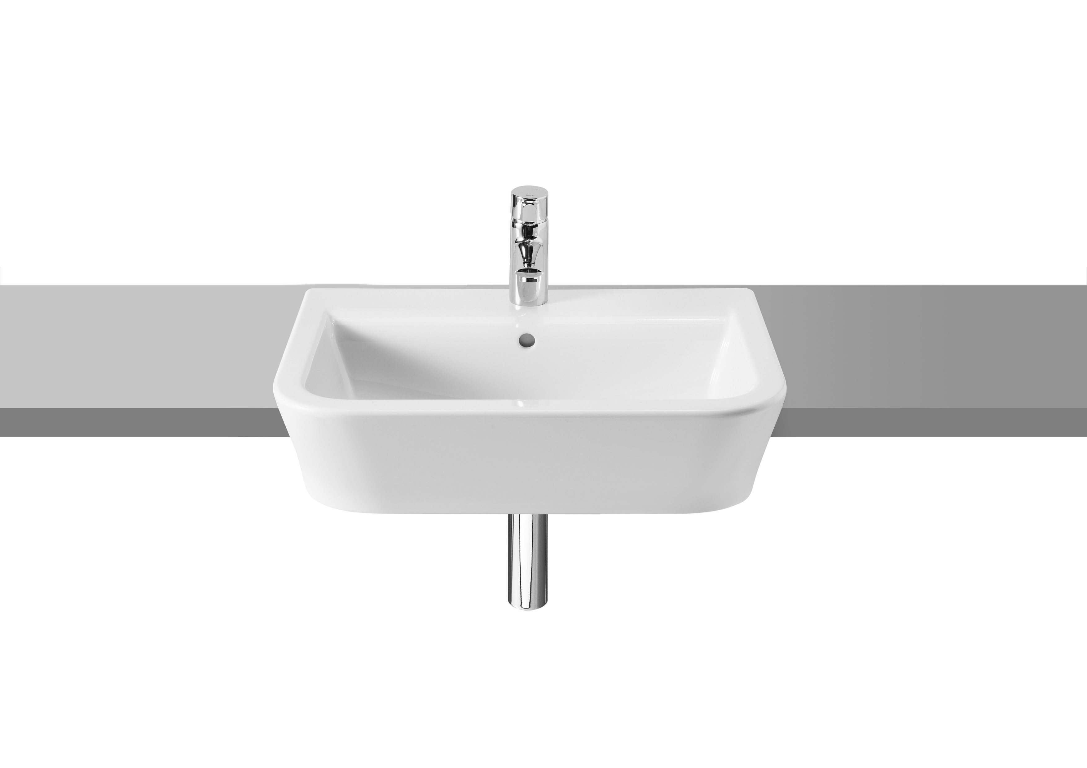 Roca The Gap Semi Recessed Basin 560mm 1 Tap Hole - White