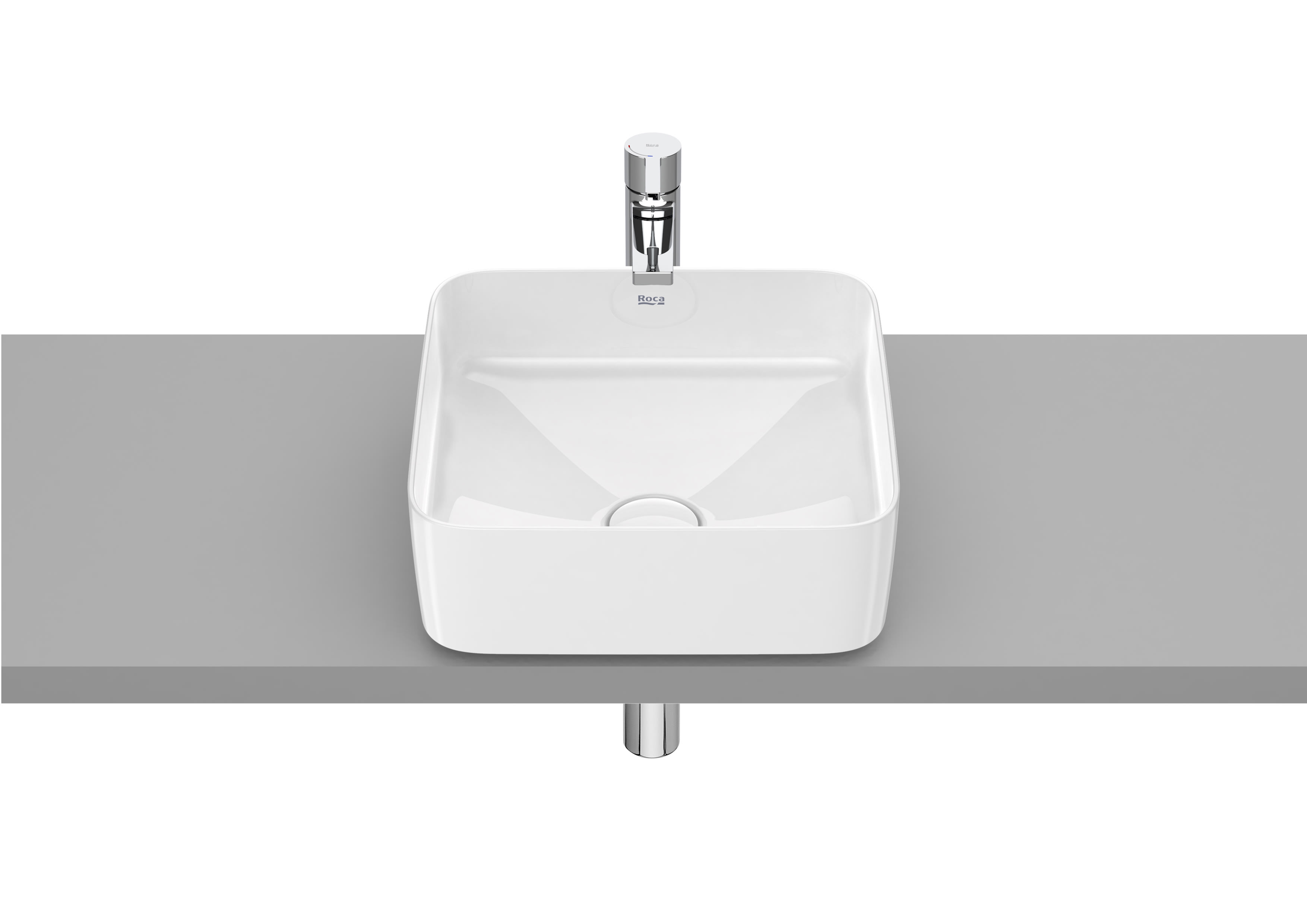 Roca Inspira Square On Countertop Fineceramic Basin 370mm - White