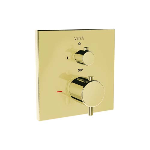 Vitra Root Brassware Square Built-in Thermostatic Bath Mixer, 2 way