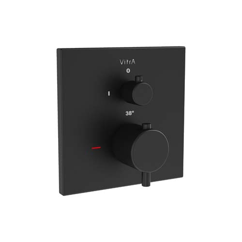 VitrA Root Square Built-In Thermostatic Bath Mixer 2 Way - Matt Black