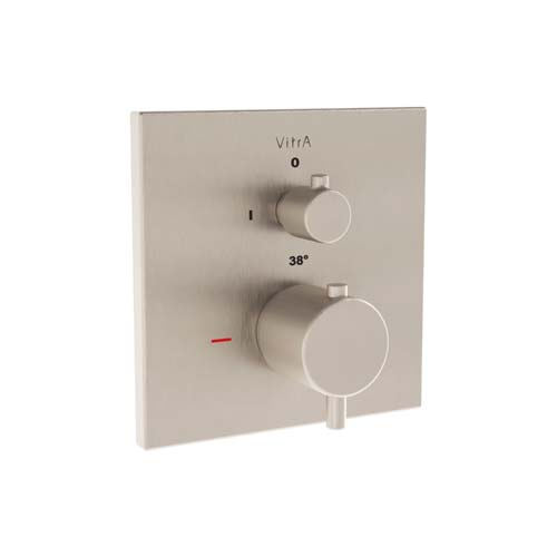 VitrA Root Square Built-In Thermostatic Shower Mixer 1 Way - Brushed Nickel