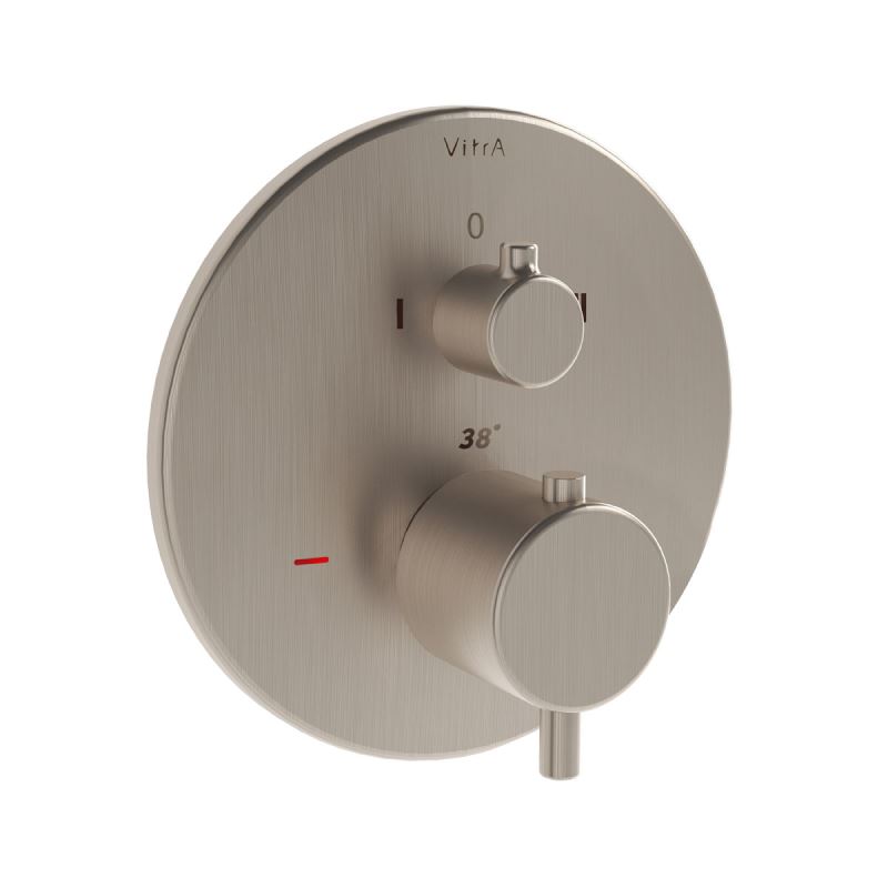 VitrA Origin Built-In Thermostatic 2 Outlet Mixer - Brushed Nickel 7