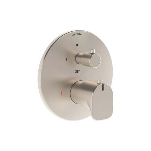 VitrA Root Round Built-In Thermostatic Bath Mixer - Brushed Nickel