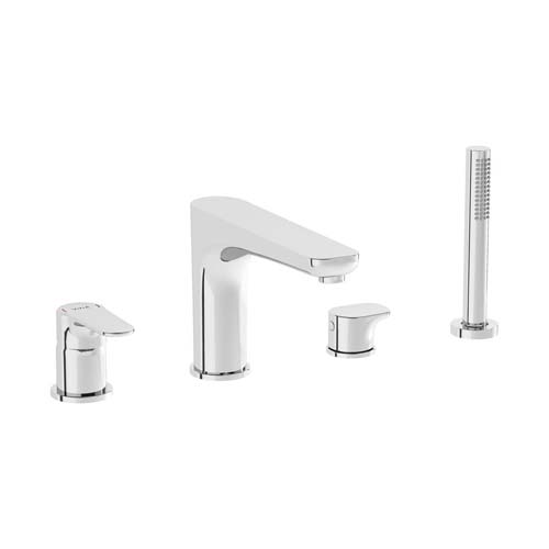 Vitra Root Brassware Deck Mounted Bath Mixer with Hand shower